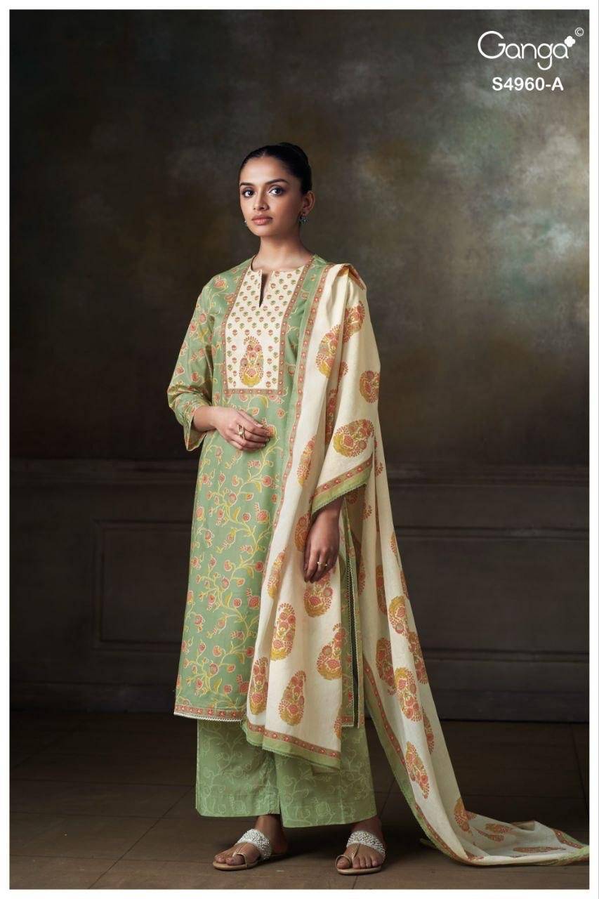 TERSIA 4960 By GANGA 4960a TO 4960d series Beautiful Festive Suits Stylish Colorful Fancy Casual Wear PREMIUM COTTON PRINTED Dresses At Wholesale Price